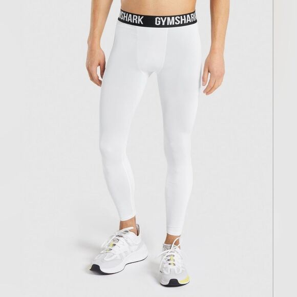 Gymshark Men's Element Baselayer Compression Fit Leggings Size S in White NWT - Picture 1 of 7